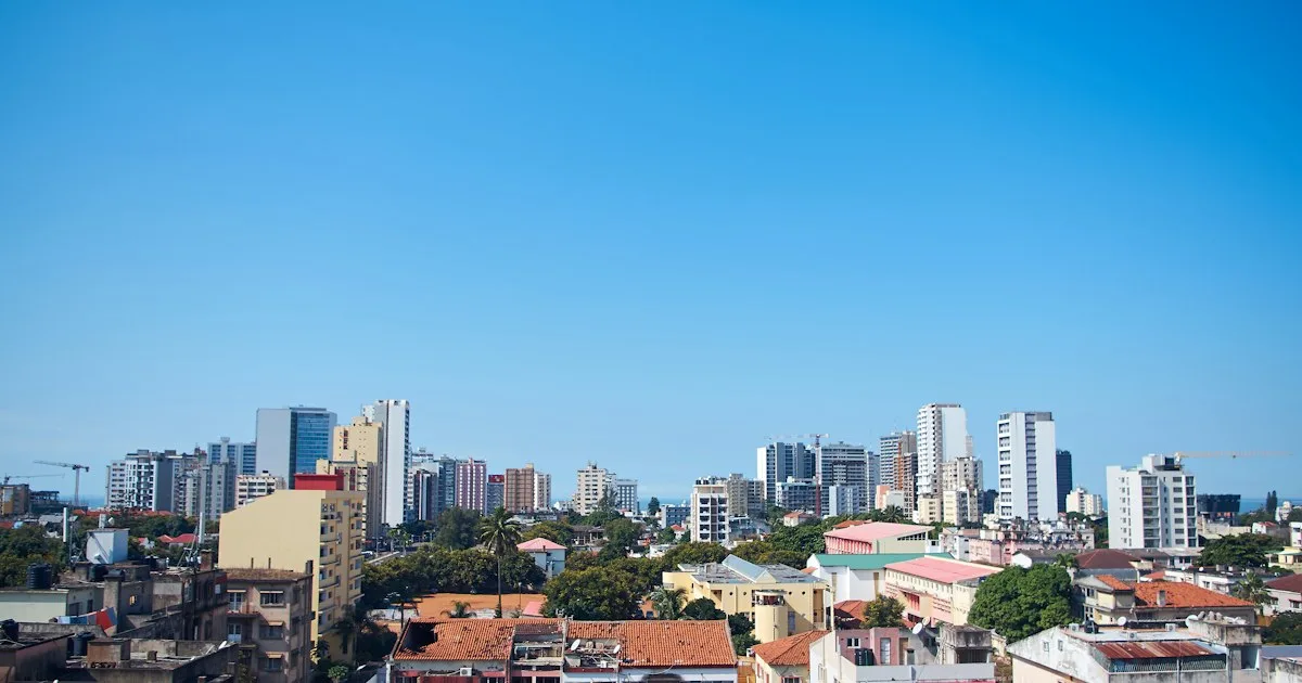 A view over Maputo's city skyline with tall buildings.